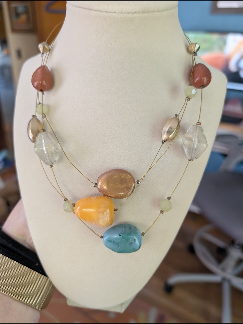 Multi-Color Beaded Layered Necklace - Women's Fashion Jewelry